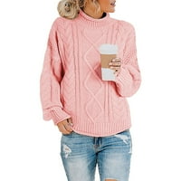 Dukseri za žene Casual Soild debeli pleteni pulover Turtleneck džemper kaput dugih rukava