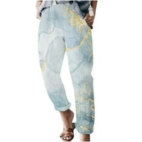Aurouralne pantalone za žene čišćenje modnih ženskih ležernih elastičnih struka ispisa labave pantalone hlače