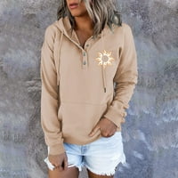 Ženska dukserica Žene dugih rukava pulover Ležerne tipke TOP HOODIE WOMENS vrhovi