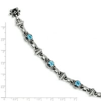 Sterling Silver Swiss Blue Topaz narukvica Gemstone Fini nakit Idealni pokloni za žene Poklon set iz