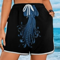 Plave meduze Ženske kratke hlače za plažu na plaži za crtanje elastičnih struka povremene džepne pantalone