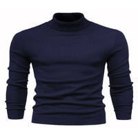 Nizini muškarci Ugodni pulover dugih rukava MENS KRITVER Jumper vrhovi čvrsti boje Radni pleteni ležerni džemper Navy Blue XXL