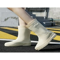 Ženske vrtne cipele Povucite na kišnim čizmama široke teleću vodootporne čizme izdržljive kišne cipele s obloženim laganim radnom cipelom bijele 6,5