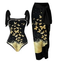 JSAierl Ženska kostim za kupanje visoki struk Vintage Oblikovi za kupaći kostimi kupaći kostimi sa šifronom pokrovne zamotavanje dugih suknica