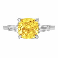 3.5ct jastuk rezan žuti simulirani dijamant 18k bijeli zlatni godišnjički angažman kamena prstena veličine