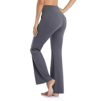 Ženske joge hlače Visoka struka žarišta široke ravne noge sportske pantalone pantalone sa džepom za