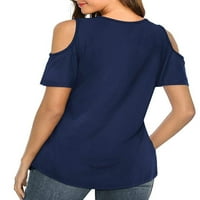 Žene Ljetne T majice V izrez hladne rame Tunika vrhovi bluza majica kratkih rukava majice