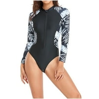 Zkozptok Ženski kupaći kostimi jedan cvjetni print dugih rukava s dugim rukavima ronilački kupaći kupaći