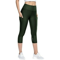 Joga Capris s džepovima za žene elastične joge nogu tijesne reflektirajuće joge sportske hlače