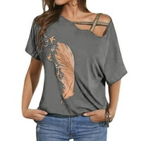 Žene Ležerne prilike za ispis s ramena šupljine bluze pamučna majica