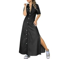 Ljetna haljina za žene kratke žene casual moda Solid haljina Okruga dugih rukava haljina s dugim rukavima