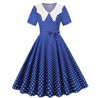Gotyou ženske casual haljine Ženske vintage s dugim rukavima Polka točkice 1950-ih Kućna haljina za