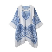 Kupaći pokrivač, ženski ljetni cvjetni print kimonos labav rukava šifon kardigan bluze casual pokrov