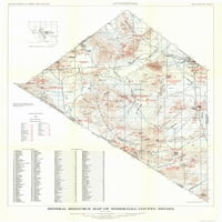 MINA MAP - Nevada Esmeralda županijski mineralni mine - USGS - 23. 34. - Matte platno