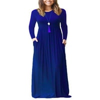 Dame Maxi haljine haljina za posade s dugim rukavima Žene obične zabave Royal Blue 3xl