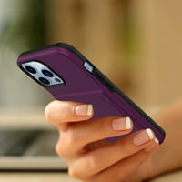 iPhone Pro CASE iPhone Case sa kaljenim zaštitnim staklom, držač za kreditne kartice Dteck Wallet Case & Skriveno ogledalo, zaštitna zaštita od utropa, zaštitna futrola, ljubičasta