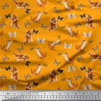 Soimoi narančasta pamučna kambrična tkaninska tkanina i mačka životinjsko otisnuto tkaninsko dvorište