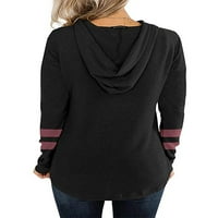 Pulover Hoodie za ženske dugih rukava s kapuljačom Lagane casual vrhove Jesenje Jesenske majice crna