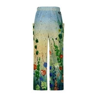 Žene casual labavi cvjetni cvjetni tisak visokog struka Redovna fit pantalone s džepovima Boho ljetne