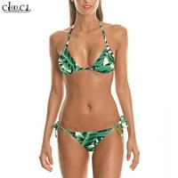 Seksi bikinis kupaći kostim 3D print dlan lišće tropske džungle Havaji ženski kaiš plivajući odijelo za žene Bikinis set