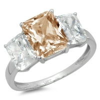 4CT smaragdni rezani šampanjac simulirani dijamant 18k bijeli zlatni godišnjica angažmana kamena prstena