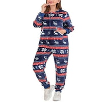 Glonme SnowFlake Ispiši jednu pidžamu za žene Muškarci Djeca Elk tiskana kućna odjeća Jump rubper ugodan patentni zatvarač Sleep Mornary Blue Kids 4-5Y