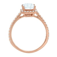 1.96ct smaragdni rez prirodno nebo plavi topaz 18K ružičasto zlato Angažovanje halo prstena veličine