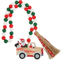 Božićne perlice Garland sa konopcem konopcem i drvenim privjeskom privjeskom božićnim umornim ladicama