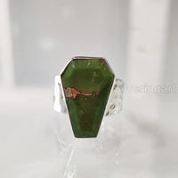 Zeleni bakar tirkizni prsten, prirodni tirkizni prsten, decembar rodna prstena, prsten za čekice, lijesan, srebro, božić, ručno rađena, izjava nakit, oblik lijesnog jezika