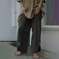Ženska pantalone na raspolaganju modne žene labave pune boje casual širokim nogama podijeljenim tasterima hlače hlače poklon za žene
