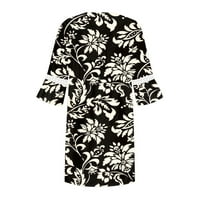 Ženske ljetne haljine za žene A-line haljina Datum Ležerne prilike Dužina koljena V-izrez cvjetni crni