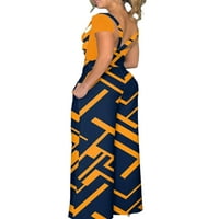 Groanlook Žene Kombinuiti Geometrijski kombinezoni Suspender Rompers Travel Duge bib hlače Baggy Narančasta Plava L