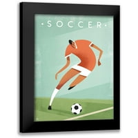 Wickstrom, Martin Crni moderni uokvireni muzej umjetnički print pod nazivom - Vintage Soccer