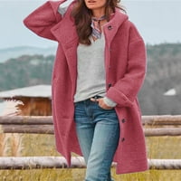 Binmer zimski kaput za žene plus veličine pune boje dugih rukava s dugim rukavima kapuljač kapuljača