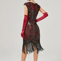 Ženska haljina od 1920. godine Fringe Party Great Gatsby Flapper Crveni XL
