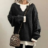 Europski i američki vrući stil Novi džemper pleteni konopci uzorak Duks ležerne džemper džemper xl kafa