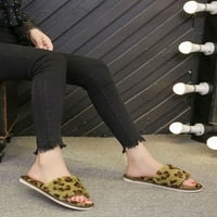 Fangasis Žene Leopard tiskane lepršave ravne papuče Dame klizne na toplim cipelama protiv klizanja