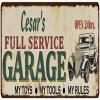 Cesar's Full Service Garage Metal znak Rusty Man Cave 106180047072