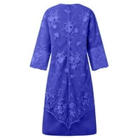Homchy ljetne haljine za ženske ležerne čipke za vezom srednje haljine plave l