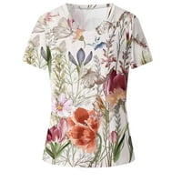 Smihono ženske modne predimense osnovnih majica za majice Floralne grafike TEES Trendy ljetna odjeća V izrez Kombinacije Comfy labave casual bagesy bluza kratki rukav ženski na vrhu 4