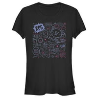 Junior's Bling Red Doodle Collage Graphic Tee Crna Velika