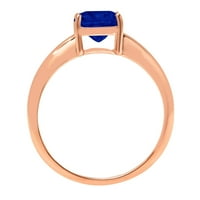 1.0ct jastuk rezan plavi simulirani plavi safir 18K ružičasti ružičasto zlato graviranje izjava godišnjica Angažovanost vjenčanja SOLITAIRE Veličina prstena 3,5