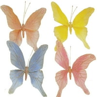 Jedan desetak, široki umjetni pastelni leptiri na žičanim bojama koriste se u kućnom dekoru, sadnice