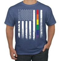 Gay Pride Rainbow Američka zastava LGBT Pride Muška grafička majica, Vintage Heather Blue, 4xL