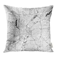 Apolis jednobojna karta Vrlo veliki i detaljni obris na bijelom crnoj jastuci jastučni jastuk za bacanje