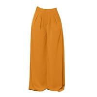 Ketyyh-Chn ženske hlače Dugim printovima ravne labave hlače vježba široka pantalone za noge žute, l