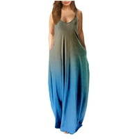 Ženske haljine Halter tiskane sunčane haljine za sunčanje Ležerne prilike Ležerne prilike bez rukava Blue M
