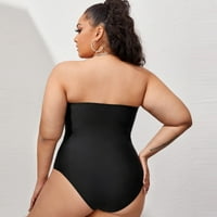 Ženski kupaći kostimi Tummy Control Plus Size Coleit CoverUp plus veličina Split Tip Ruched Tummy Control kupaći kostimi Bikini Black XL