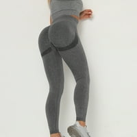 Ženske joge pantalone Capri nogavi čista boja Sportski sportovi Fitness Yoga Tajice Trčanje High-struk vježbanje Atletske hlače Trčeve vučne hlače Tamno siva S