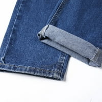 Hlače čvrste ravne traper muške pantalone džepne modne traperice Fly patentni zatvarač casual muške hlače tipa 3